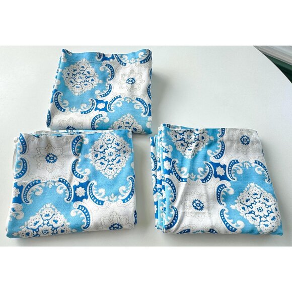 Vintage 60s curtain, blue, white abstract floral, 1960s MCM panel, price for 1 - Picture 10 of 10